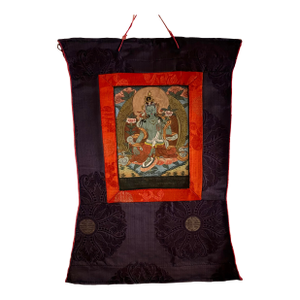 Antique Tibetan Green Tara Thangka, Qing Dynasty (18th–19th Century)