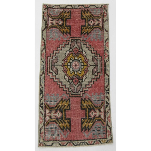 Mini Vintage Turkish Wool Rug For Sale - Image 4 of 4