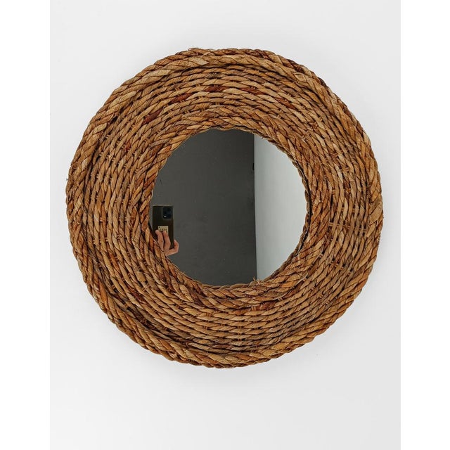 Vintage Round Rope Mirror in the style of Adrien Audoux & Frida Minet, 1960s For Sale - Image 9 of 15