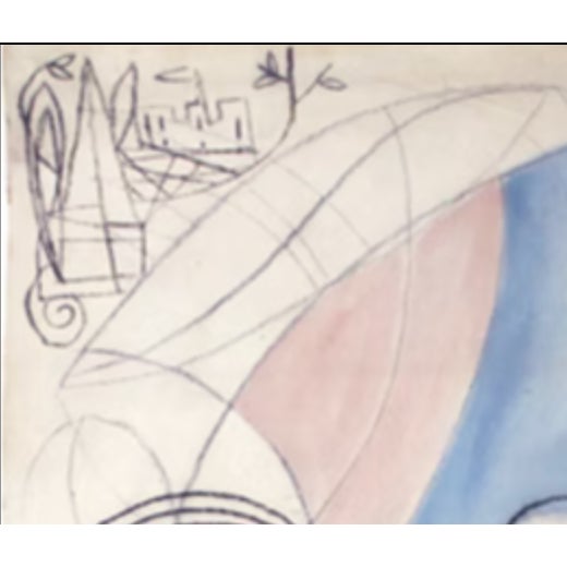 "Fumo Centro". Mixed Media on Canvas by Joe Ginsberg. Nursery Shades - Pink, Blue, & Yellow. Neutral Background With Black & Green Highlights.s. For Sale In New York - Image 6 of 7