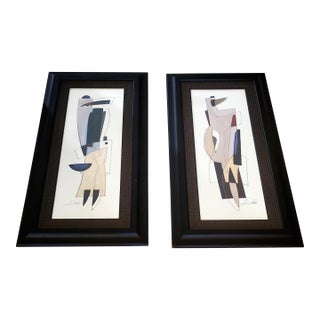 Thomasville Furniture Alfred Gockel Framed Abstract Prints - Pair For Sale