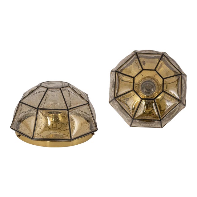 Iron and Clear Glass Flush Mount by Limburg, Germany, 1960s For Sale