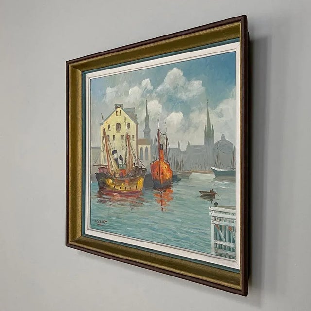 Framed Mid-Century Modernist Oil Painting by Clebant For Sale - Image 4 of 13