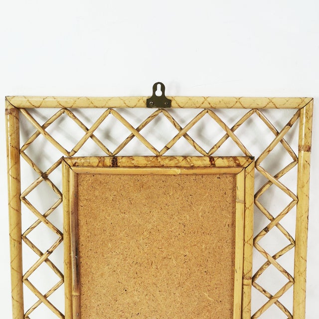 1960s Mid-Century Bamboo and Rattan Wall Mirror, Italy, 1960s For Sale - Image 5 of 7