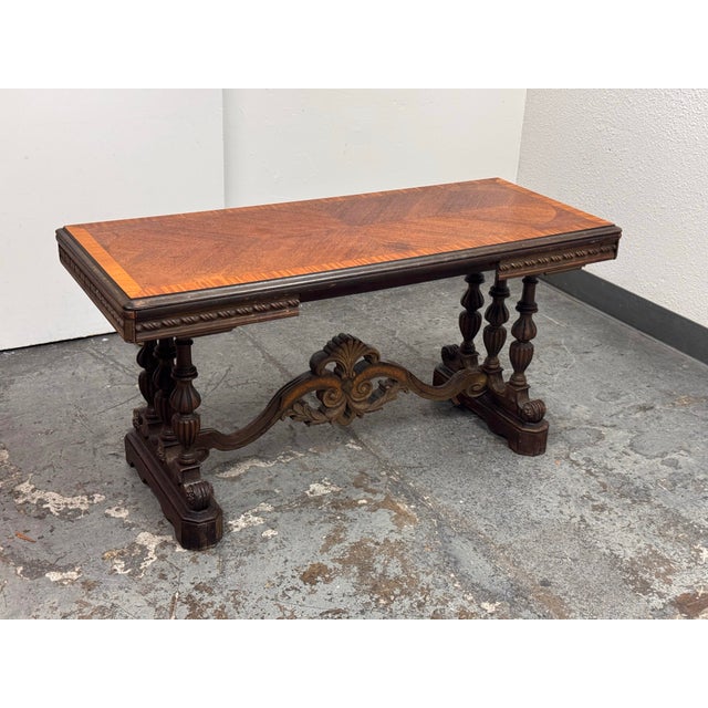 Renaissance Revival Style Draw-Leaf Parquetry Top Table, Vintage For Sale In San Francisco - Image 6 of 12