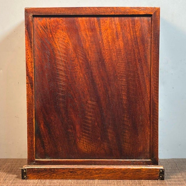 Wood Vintage Chinese Huali Rosewood Mother-of-Pearl Inlaid 5-Drawer Jewelry Chest For Sale - Image 7 of 9