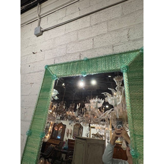 Glass Murano Twist Glass Rod Mirror For Sale - Image 7 of 7