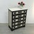 Antique chest of drawers with 5 drawers, refurbished in antique style, in cream white on dark walnut. the chest is shallow...