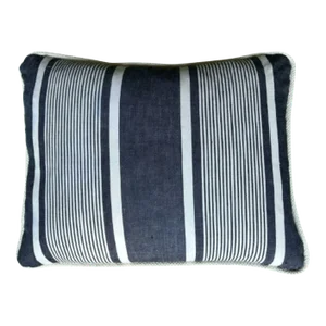 Antique Charcoal Blue French Ticking Stripe Pillow With Down Feather Insert
