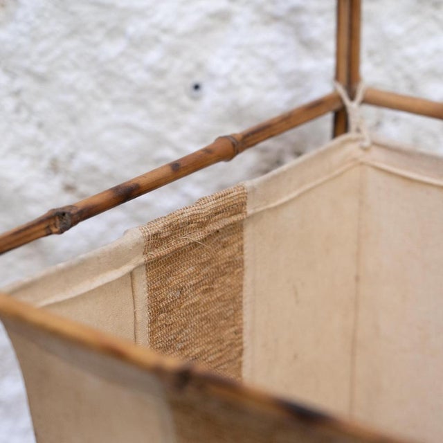 Paper Bamboo and Fabric Lamp in the style of Louis Sognot, 1960s For Sale - Image 7 of 12