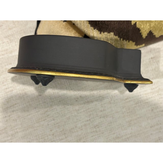 Black Vintage Black Ceramic Basalt Seashell Box With Gilt Gold Edges #2 of 2 Available For Sale - Image 8 of 12