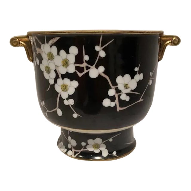 Antique Noritake Porcelain Cherry Blossom Cachepot or Planter For Sale