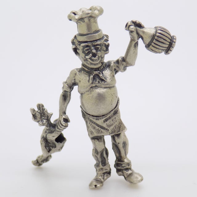 Vintage Italian Handmade Genuine Silver Italian Chef with Chicken Figurine, 1980s For Sale - Image 12 of 12