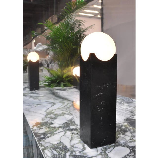 Stone Small Handmade Eclipse Lamp in Black Marquina Marble from Fiam For Sale - Image 7 of 9