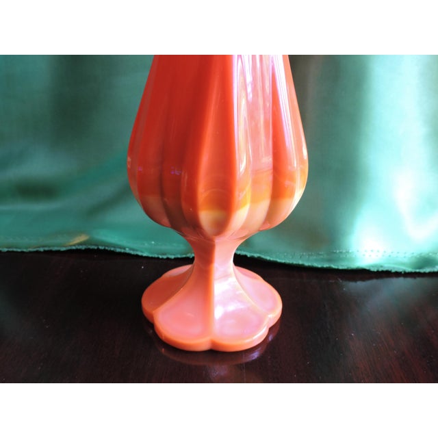 Vintage 1960s l.e Smith Glass Co. Six Petal Orange Slag Glass Swung