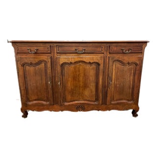 Antique Louis XV Style French Provincial Walnut Enfilade Buffet Cabinet For Sale