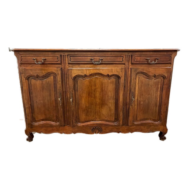 Antique Louis XV Style French Provincial Walnut Enfilade Buffet Cabinet For Sale
