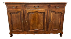 Antique Louis XV Style French Provincial Walnut Enfilade Buffet Cabinet