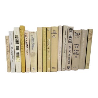 Vintage Curated Neutral Decorative Book Stack - 17 Pieces For Sale