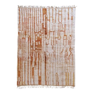 Ivory & Terracotta Abstract Wool Rug - 10.2 X 7 Ft For Sale