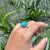 6.13ct Cabochon Turquoise & Emerald Halo Cocktail Ring in 14k White Gold Size 8 For Sale - Image 9 of 18