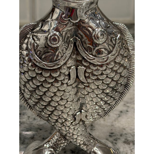 Vintage Christofle Deux Poissons Silver-Plated Fish Vase, After Émile Reiber For Sale - Image 12 of 17