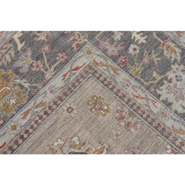 Large All-Over Designed Tabriz With a Yellow-Taupe Background and Muted Colors For Sale - Image 12 of 12