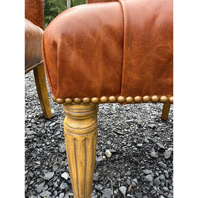 Edward Ferrell Tufted Brown Leather Dining Chairs -Set of 4 For Sale - Image 14 of 15