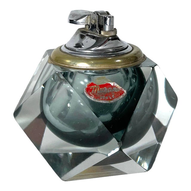 1960s Italian Art Glass Murano Sommerso Smoke Glass Table Lighter by Flavio Poli for Seguso For Sale