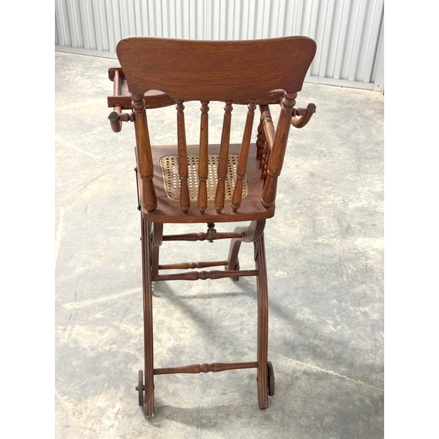 Wood Antique Victorian Child's Combination Oak High Chair For Sale - Image 7 of 10