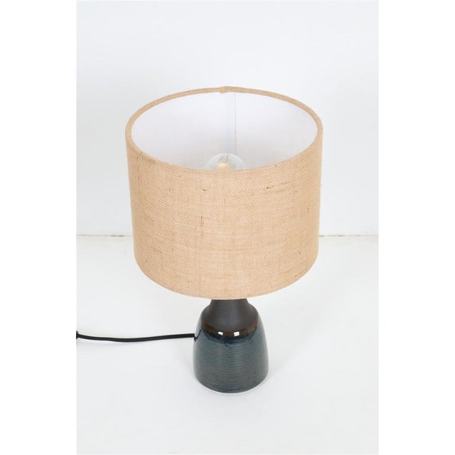 Mid-Century Modern Danish Model 1040 Table Lamp in Ceramic with Jute Lampshade from Søholm, 1960s For Sale - Image 3 of 16