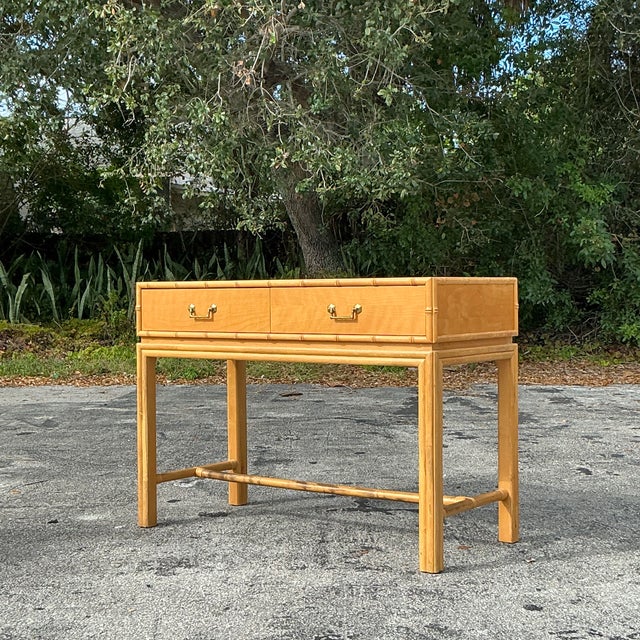 Ficks Reed Vintage Coastal Ficks Reed Desk For Sale - Image 4 of 8