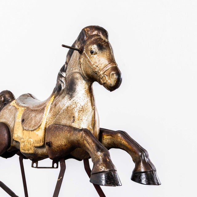 Vintage Mobo Painted Tin Plate Rocking Horse, 1960s For Sale - Image 4 of 9
