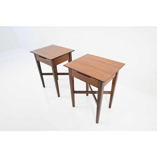 Mid-Century Modern Perspective Nightstands by Milo Baughman for Drexel, Pair | Newly Refinished For Sale In South Bend - Image 6 of 15