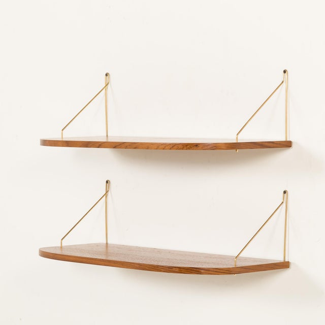 Mid-Century Modern Danish Deep Teak Floating Shelves, 1960s, Set of 2 For Sale - Image 3 of 9