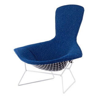 Early Knoll Bertoia Bird Chair in Gloss White & Raf Simons Kvadrat Wool Bouclé For Sale