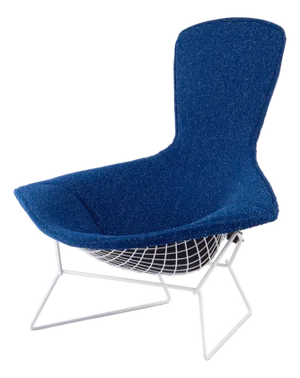 Early Knoll Bertoia Bird Chair in Gloss White & Raf Simons Kvadrat Wool Bouclé