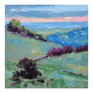 Contemporary Mt. Diablo Sunset Original Oil Painting on Canvas For Sale
