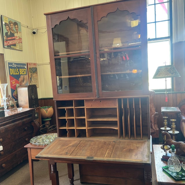 Antique Plantation Desk Display Book Case Cabinet For Sale - Image 9 of 9