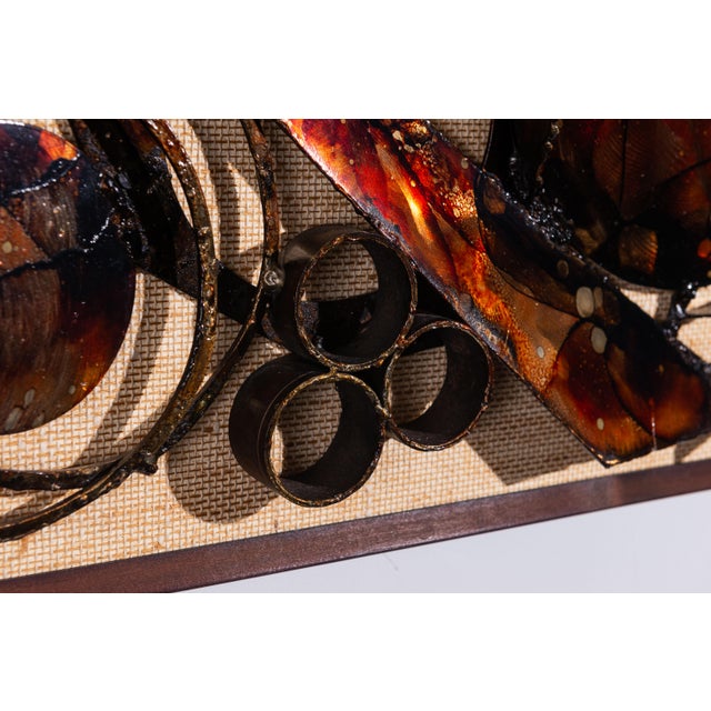 Danish Brutalist Wall Decoration in Metal & Wood & Jute by Henrik Horst, 1976 For Sale - Image 9 of 13