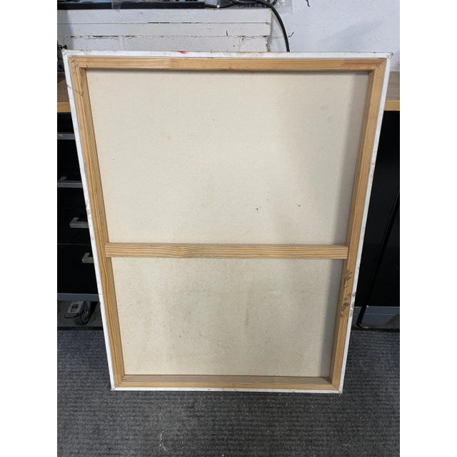 Paint Vintage Mid Century Abstract Original Oil Painting For Sale - Image 7 of 7