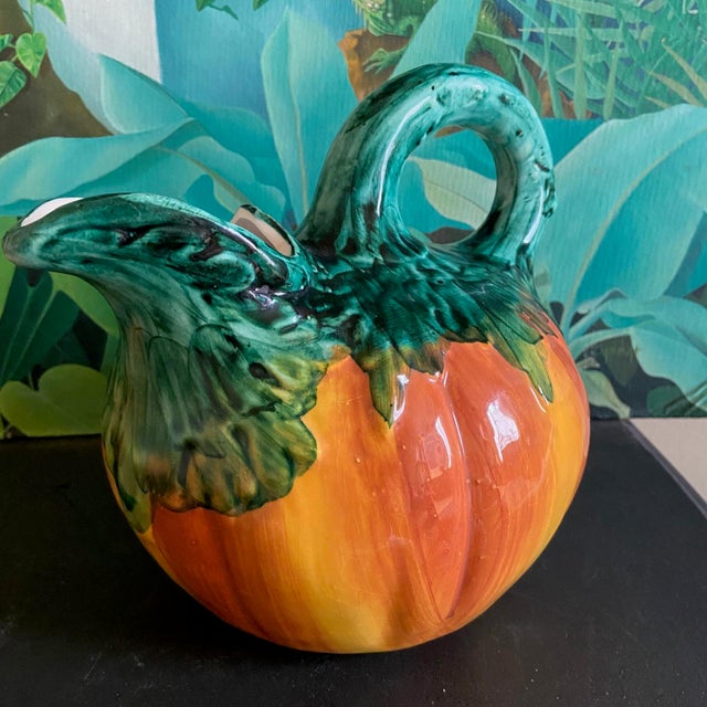 Majolica Ceramic Glazed Melon Pitcher, 1960s For Sale - Image 4 of 9