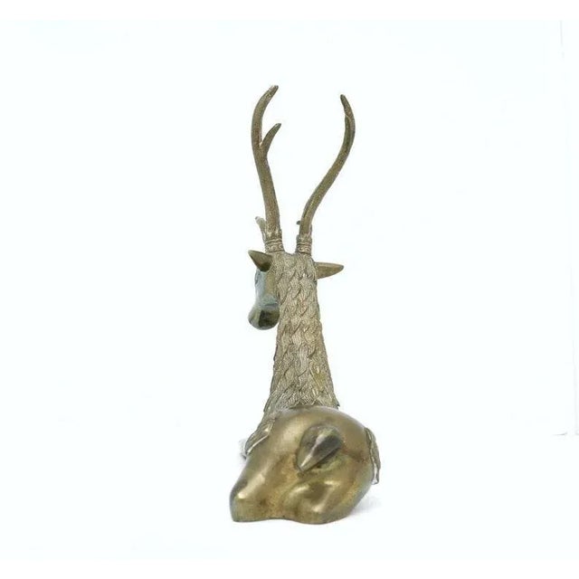 Brass Vintage Large Brass Deer Statue For Sale - Image 8 of 11