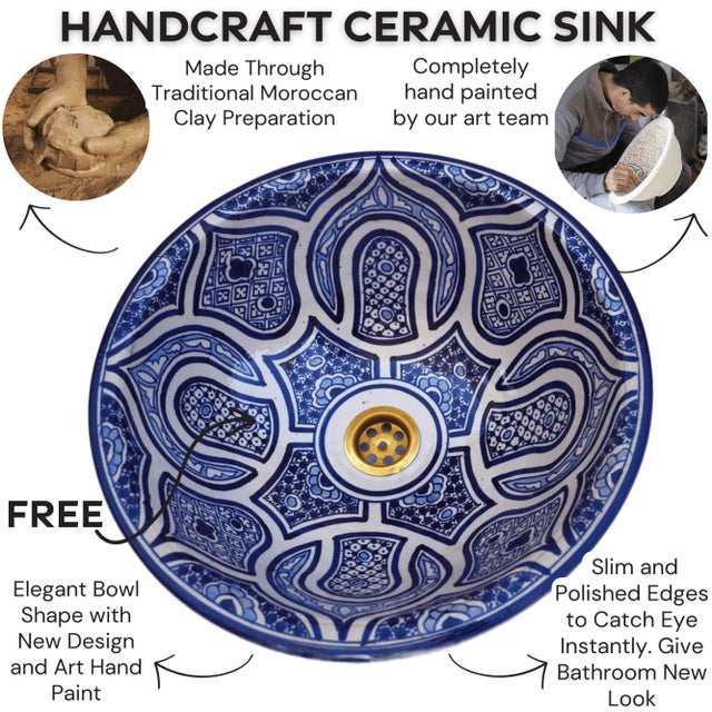 2020s Flower Ceramic Black White Countertop Vessel Sink For Sale - Image 5 of 6