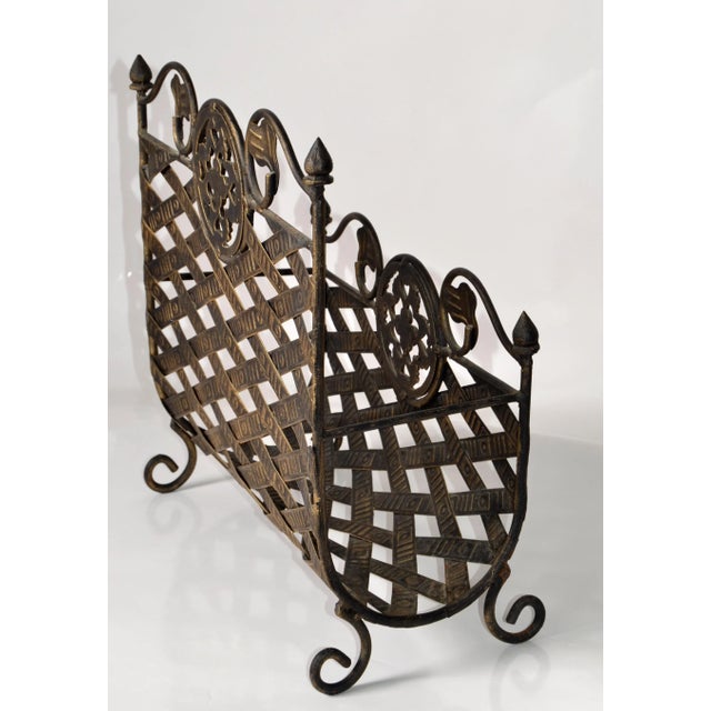 Vintage Wrought Iron Magazine Rack with Black & Bronze Finish Chairish
