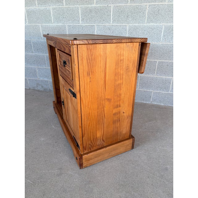 Mid 20th Century Rustic Knotty Pine Drop Leaf Bar W/Wine Rack For Sale - Image 16 of 18