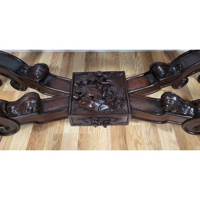 Irish Style Sideboard Carved Mahogany North Wind Face Console Table For Sale - Image 11 of 17
