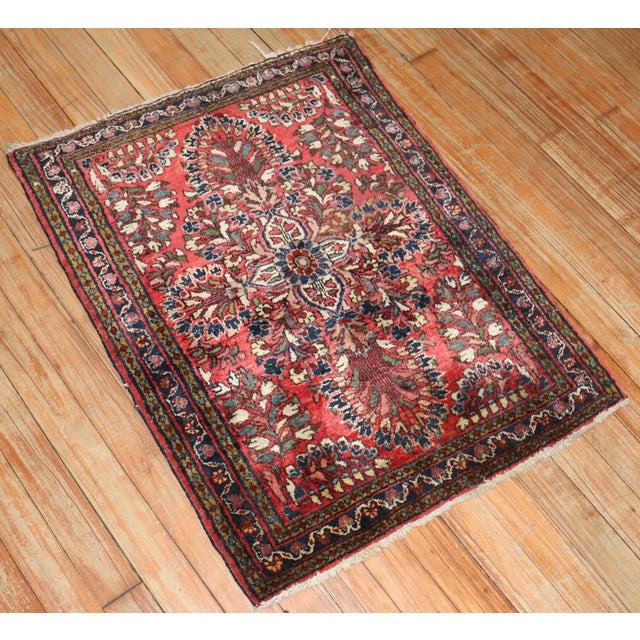 Antique Zabihi Collection Persian Sarouk Mat Rug For Sale - Image 4 of 6