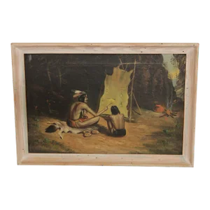Early 20th C. Native American Oil Painting