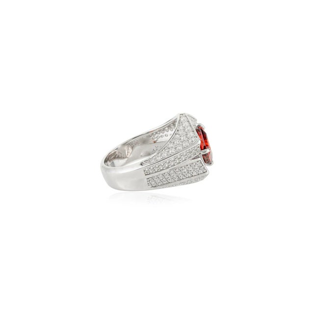 Not Yet Made - Made To Order Vintage Art Deco Square Garnet & Cz Unisex Ring in Silver Size 8 For Sale - Image 5 of 11